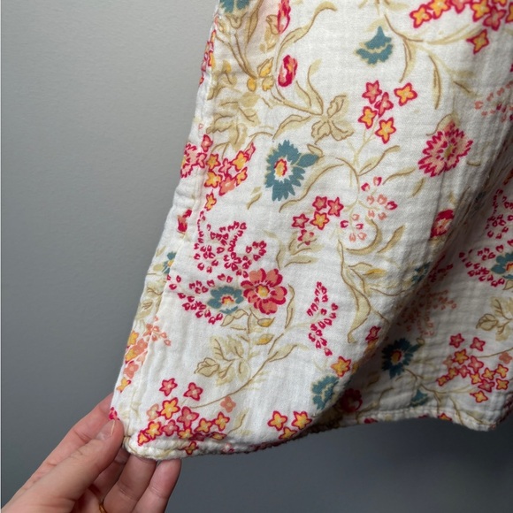 FAHERTY Hana Floral Print 100% Cotton Collared Shirt Tunic Dress Sz XSmall - Picture 6 of 10